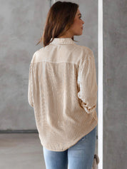Lovelet Striped Collared Neck Shirt with Pocket | Shirts Daverri Fashions