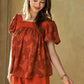 Davi & Dani Nature Printed Square Neck Puff Sleeve Blouse