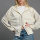 Umgee Two-Way Jacquard Zip-Up Jacket OATMEAL