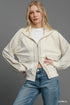 Umgee Two-Way Jacquard Zip-Up Jacket OATMEAL