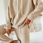 Lace Drawstring Hoodie and High Waist Pants Corduroy Set - DAVERRI FASHIONS