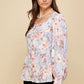 Lime 'N' Chili Floral Sweetheart Neckline Button Down Blouse - DAVERRI FASHIONS