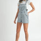 MABLE Square Neck Ruffle Shoulder Denim Overall Romper Shortalls