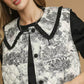 Umgee Toile Quilted Vest with Ruffle Collar - DAVERRI FASHIONS