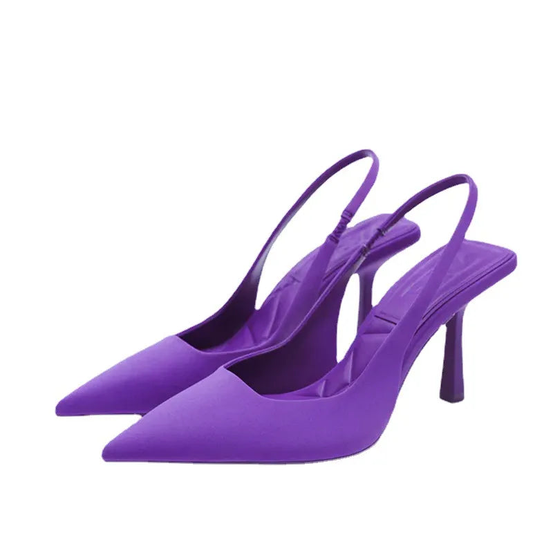 Purple Point Toe Slingback Pumps | Heels Daverri Fashions