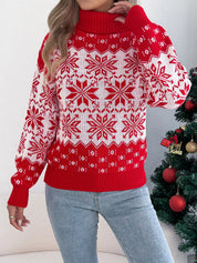 Christmas Snowflake Turtleneck Long Sleeve Sweater | Sweaters Daverri Fashions