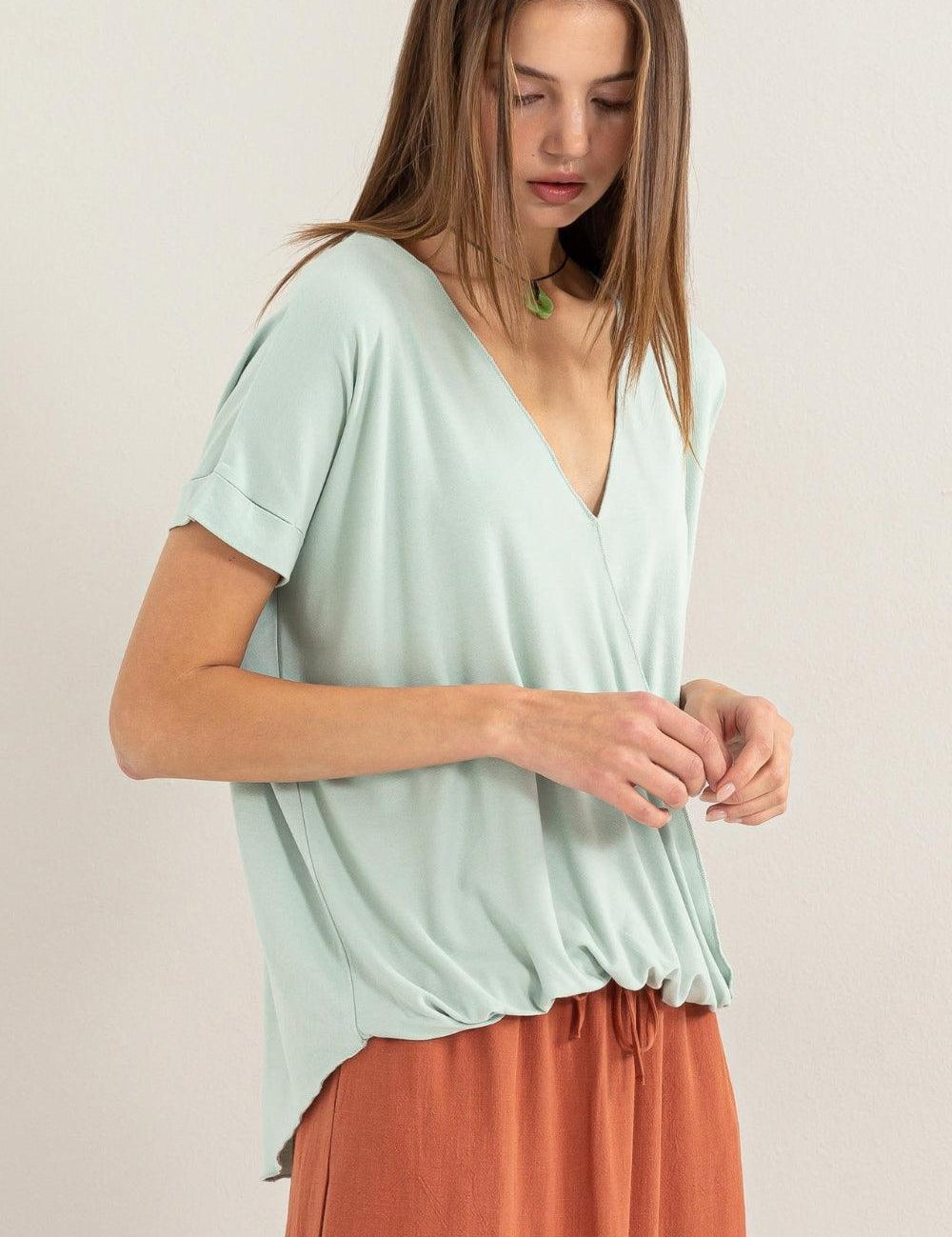 HYFVE Short Sleeve Surplice Top Short Sleeve Tops