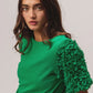 BiBi Short Mesh Flower Sleeve Knit Top Tops