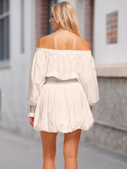 Off-Shoulder Bubble Hem Mini Dress | Mini Dresses Daverri Fashions