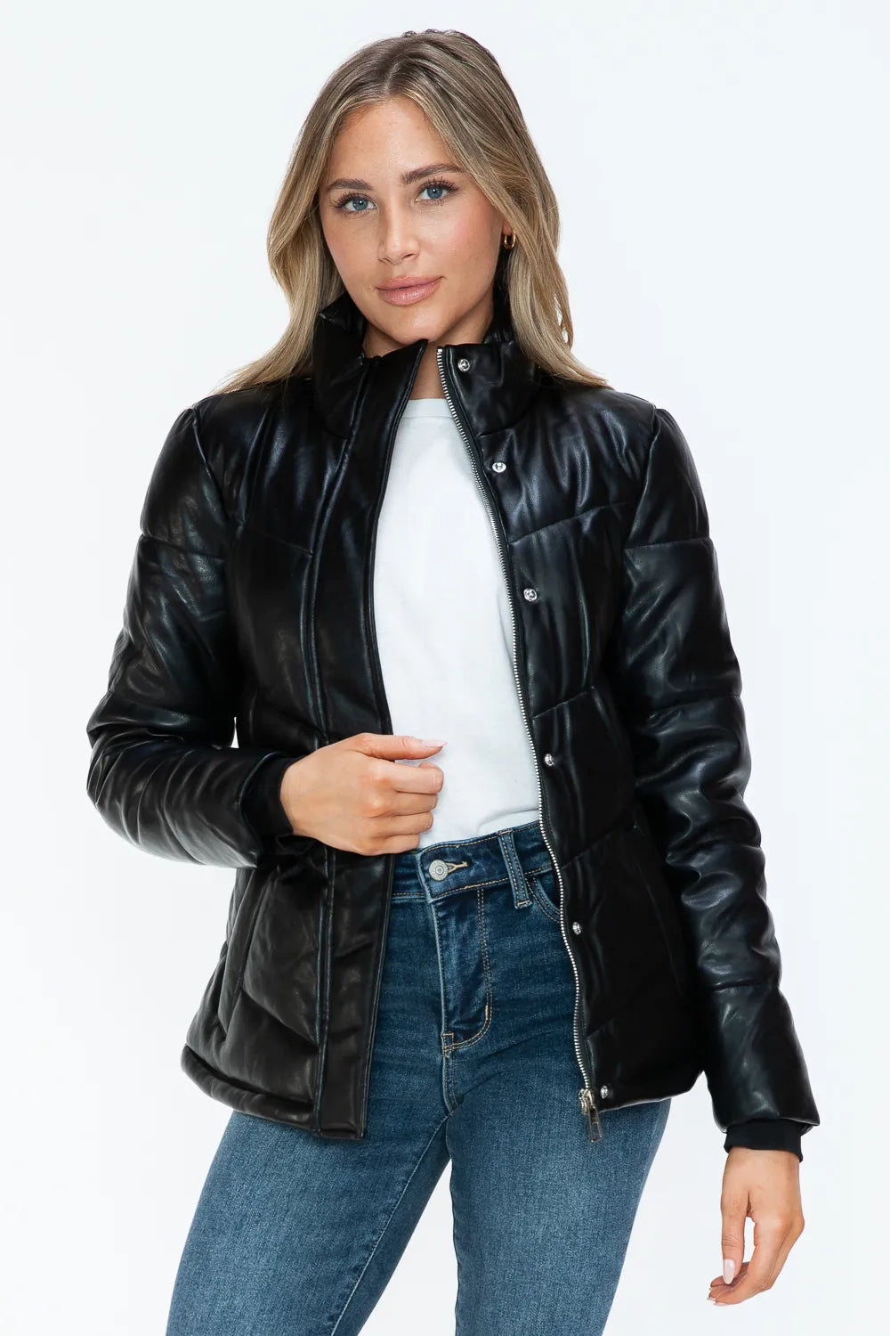 Snobbish Pocketed Zip Up Turtleneck Puffer Jacket M Jackets