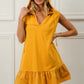 BiBi Ruffled French Terry Hooded Dress in vibrant yellow with ruffled hem