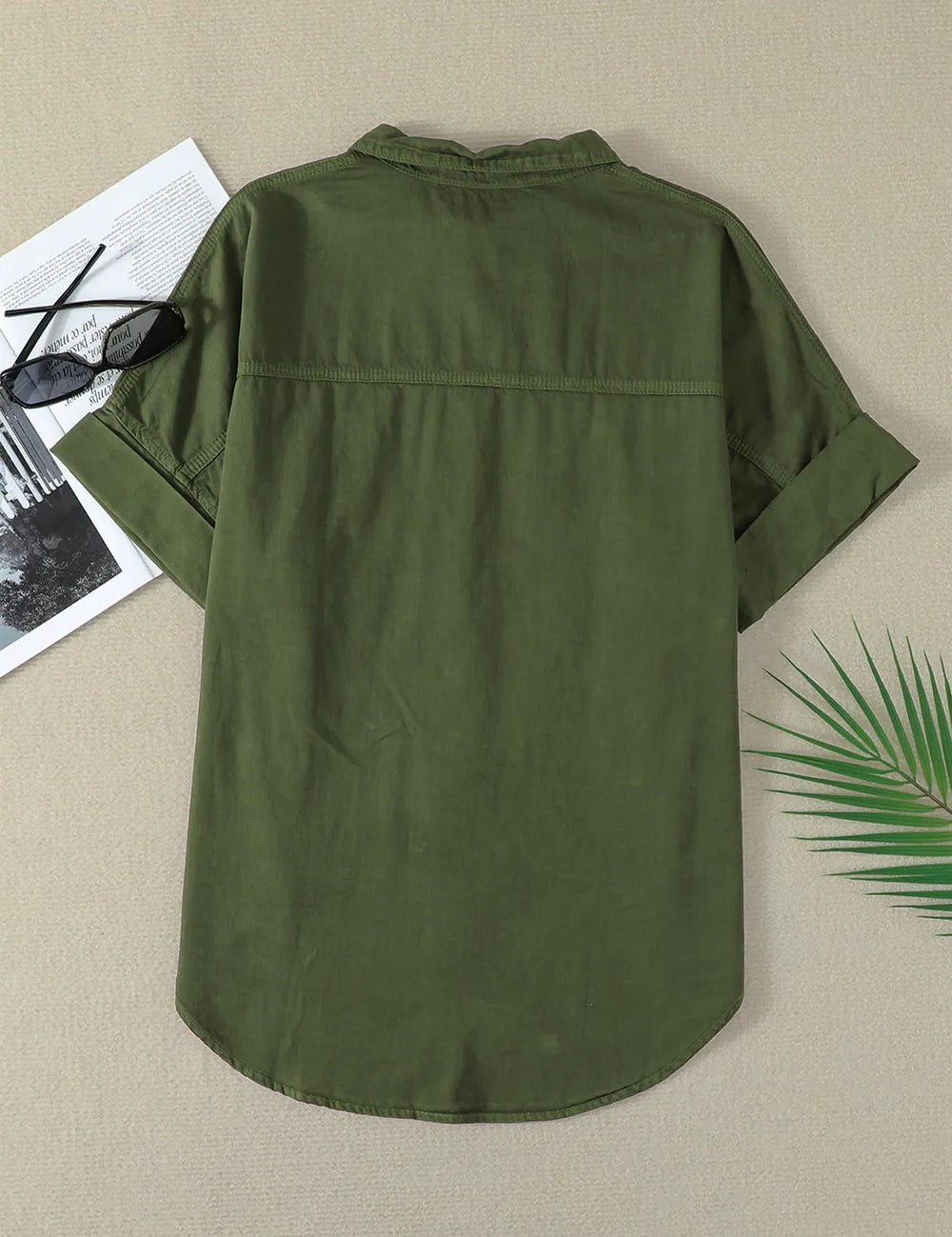 Pocketed Button Up Short Sleeve Denim Shirt | Shirts Daverri Fashions