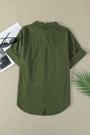 Pocketed Button Up Short Sleeve Denim Shirt | Shirts Daverri Fashions