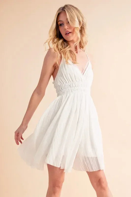 Aemi+Co Lace Detail Mini Cami Dress - DAVERRI FASHIONS