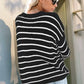 Striped Round Neck Drop Shoulder Sweater - DAVERRI FASHIONS