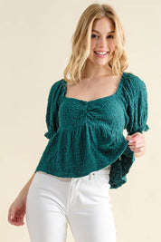 And The Why Lovely Textured and Smocked Top | Tops Daverri Fashions