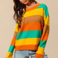 SO ME Multi Color Stripe Sweater with Ribbed Detail - DAVERRI FASHIONS