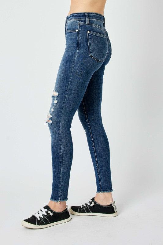 Judy Blue Full Size High Waist Distressed Skinny Jeans - DAVERRI FASHIONS