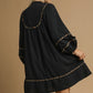 Umgee Full Size Textured Babydoll Dress with Leopard Trim Plus Size