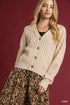 Umgee Chunky Cable Knit V-Neck Button-Up Cardigan Ecru - DAVERRI FASHIONS
