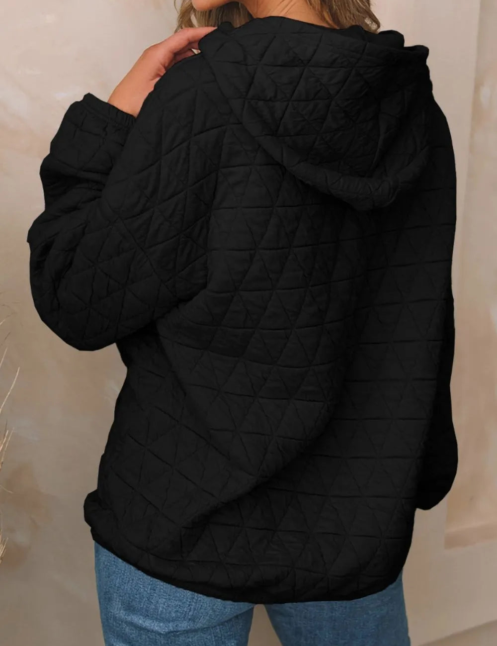 Textured Long Sleeve Hoodie with Pockets | Hoodies Daverri Fashions