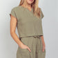 VERY J Woven Cropped Top & Waist Tie Shorts Set Short Sets