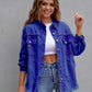Distressed Drop Shoulder Denim Jacket - DAVERRI FASHIONS