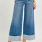 RISEN Full Size Tummy Control High Rise Crop Wide Cuffed Jeans Plus Size