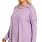 Zenana Full Size Melange Hacci Exposed Seam Hi-low Tee Plus Size - DAVERRI FASHIONS