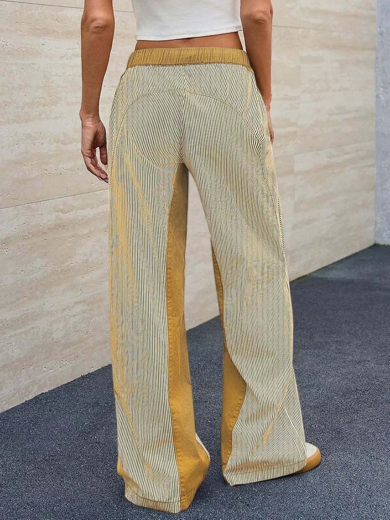 Striped Wide Leg Jeans - DAVERRI FASHIONS
