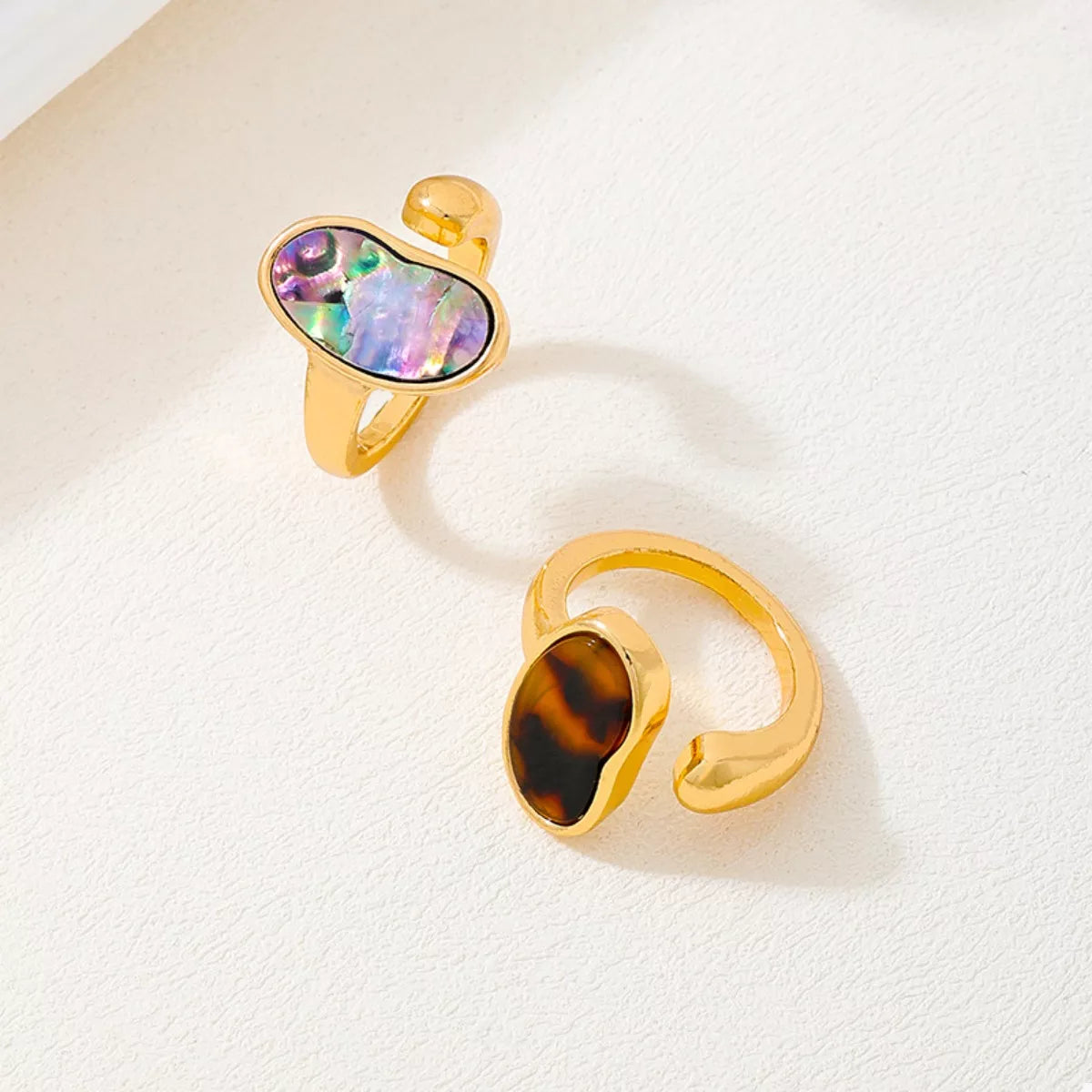 18K Gold-Plated Oval Open Ring | Rings Daverri Fashions