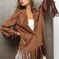 BiBi Single Blazer with Fringed Hem - DAVERRI FASHIONS