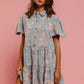 BiBi Floral Print Washed Lightweight Tiered Shirt Dress - DAVERRI FASHIONS