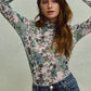 SO ME Floral Print Mesh Knit Long Sleeves Top - DAVERRI FASHIONS