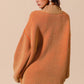 SO ME Oversized Two Tone Textured V Neck Sweater - DAVERRI FASHIONS