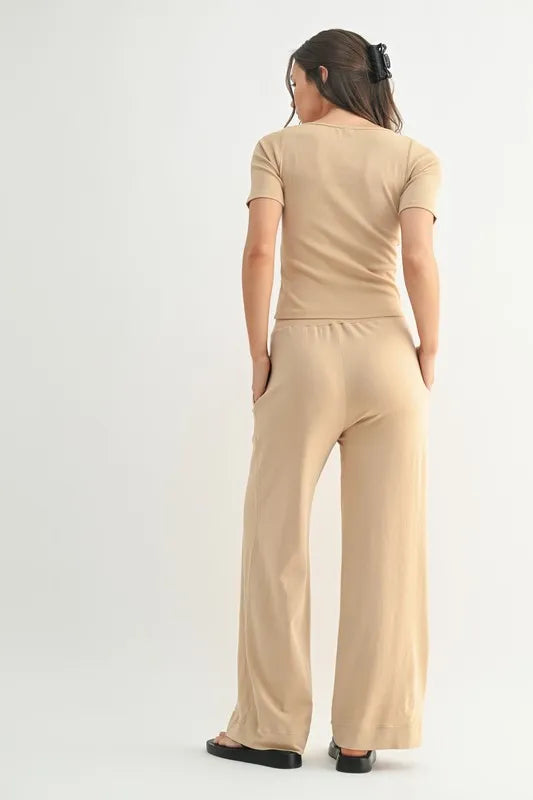 MONO B Vintage Ease Pima Cotton Tee and Pants Set