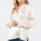 SAGE + FIG Notched Long Sleeve Blouse Blouses