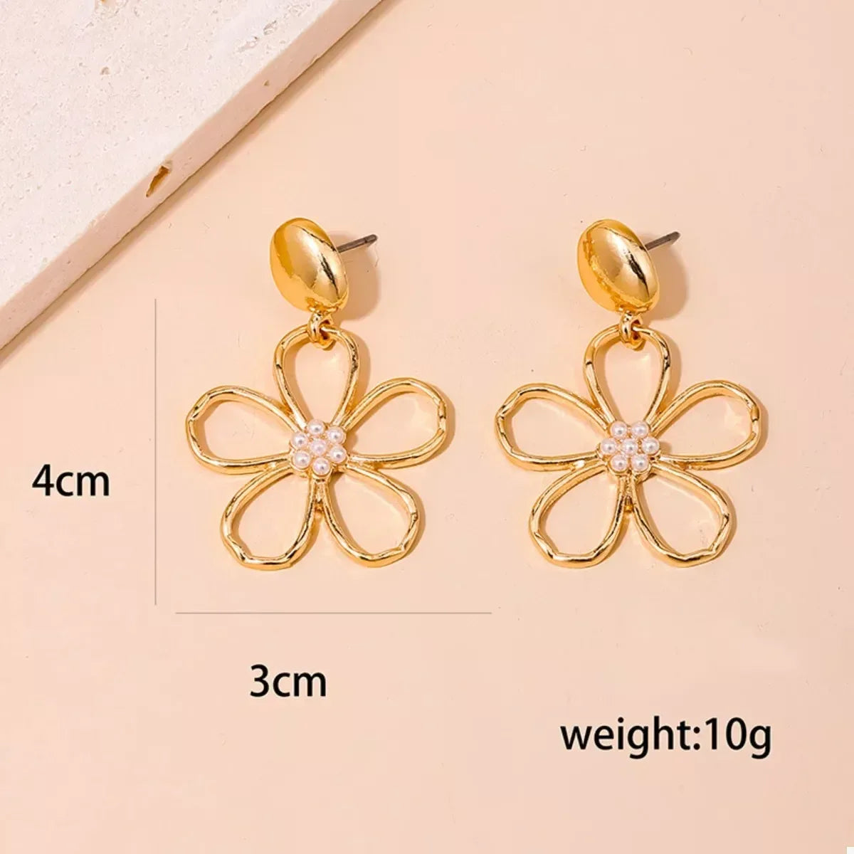 Alloy Flower Drop Earrings - DAVERRI FASHIONS