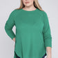 Plus Melange Baby Waffle Long Sleeve Top Plus Tops