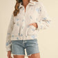 MABLE Floral Embroidered Fleece Teddy Jacket CREAM