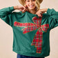 BiBi Plaid Ribbon Bow Detail Christmas Fleece Pullover - DAVERRI FASHIONS