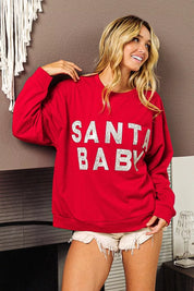 BiBi Santa Baby Lettering Christmas Sweatshirt | Sweatshirts Daverri Fashions