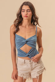BiBi Rayon Span Jersey Knit Double Twist Front Cami Top | Cami Tops Daverri Fashions