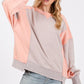 SAGE + FIG Color Block Round Neck Sweatshirt - DAVERRI FASHIONS