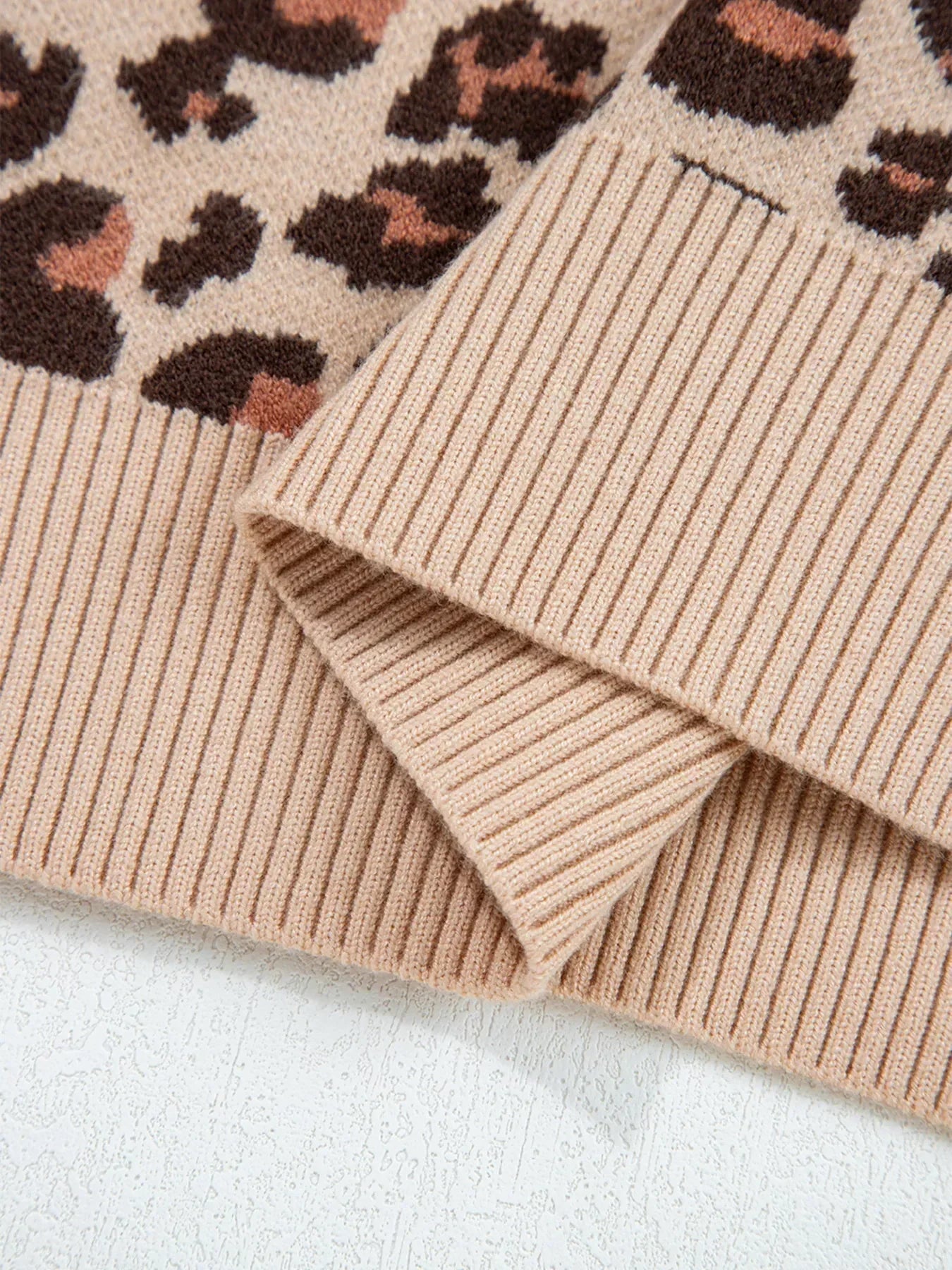 Leopard Print High Neck Shift Mini Sweater Dress - DAVERRI FASHIONS