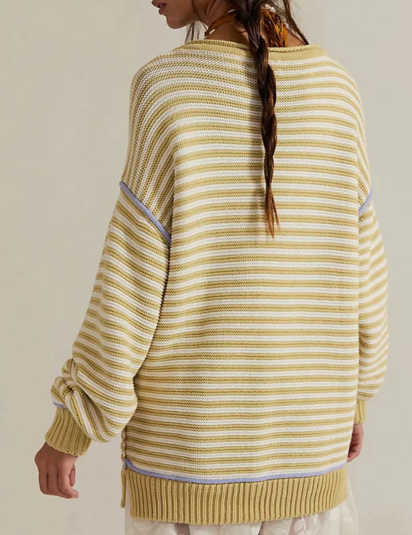 Slit Striped Oversized Sweater | Sweaters Daverri Fashions