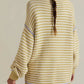 Slit Striped Oversized Sweater - DAVERRI FASHIONS