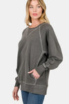 Zenana Round Neck Long Sleeve Sweatshirt - DAVERRI FASHIONS