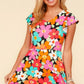 Haptics Floral Midi Dress: black with pink orange teal flowers