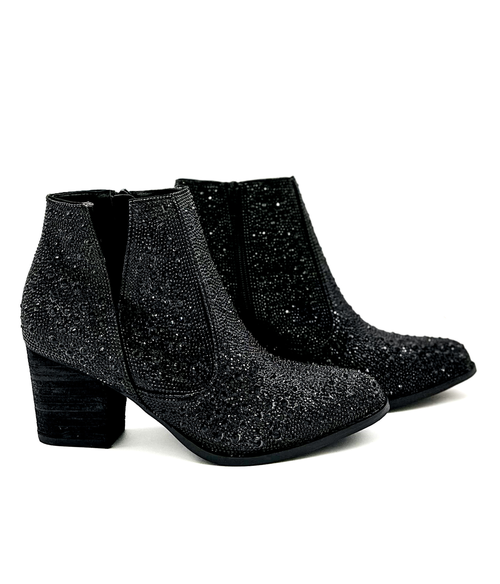 Shine Star Rhinestone Bootie in Black Shoes